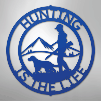 Custom Metal Wall Art - Personalized Deer Hunter Monogram Sign Blue