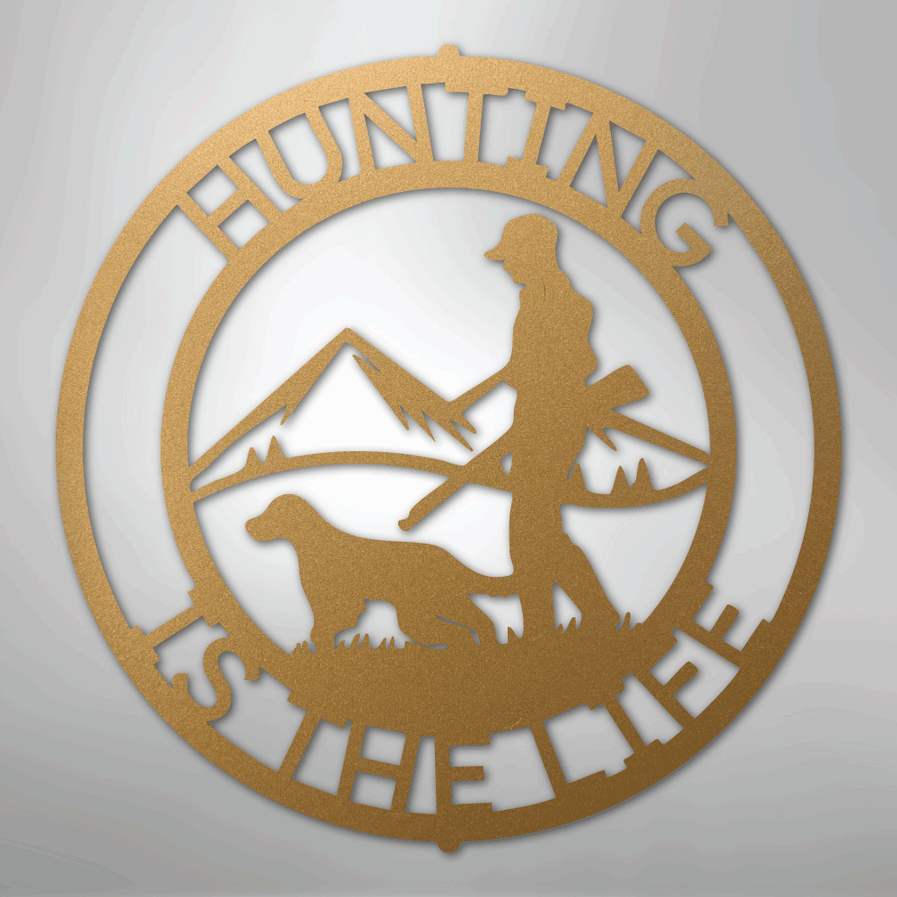 Custom Metal Wall Art - Personalized Deer Hunter Monogram Sign Gold