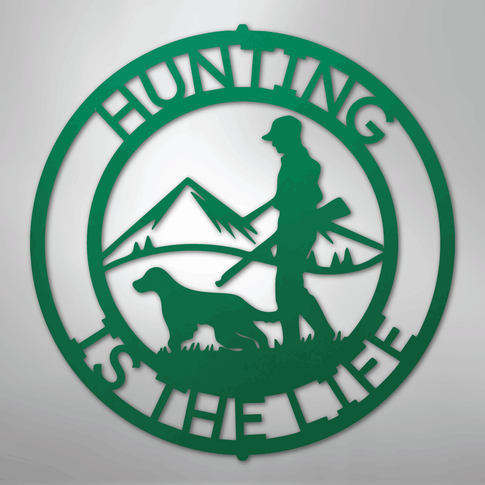 Custom Metal Wall Art - Personalized Deer Hunter Monogram Sign Green