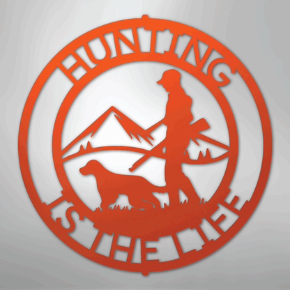Custom Metal Wall Art - Personalized Deer Hunter Monogram Sign Orange