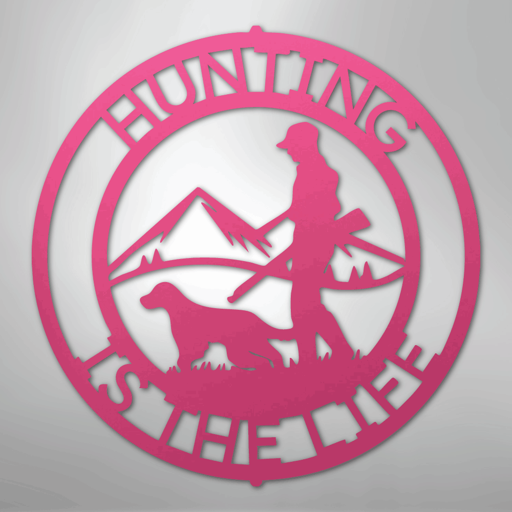 Custom Metal Wall Art - Personalized Deer Hunter Monogram Sign Pink