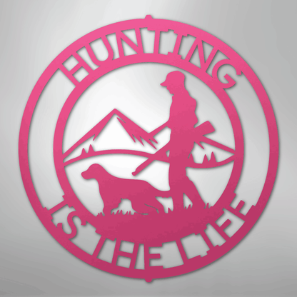 Custom Metal Wall Art - Personalized Deer Hunter Monogram Sign Pink
