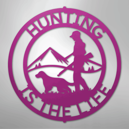 Custom Metal Wall Art - Personalized Deer Hunter Monogram Sign Purple