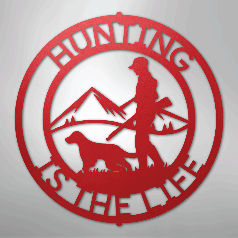 Custom Metal Wall Art - Personalized Deer Hunter Monogram Sign Red