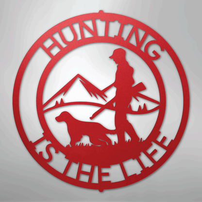 Custom Metal Wall Art - Personalized Deer Hunter Monogram Sign Red