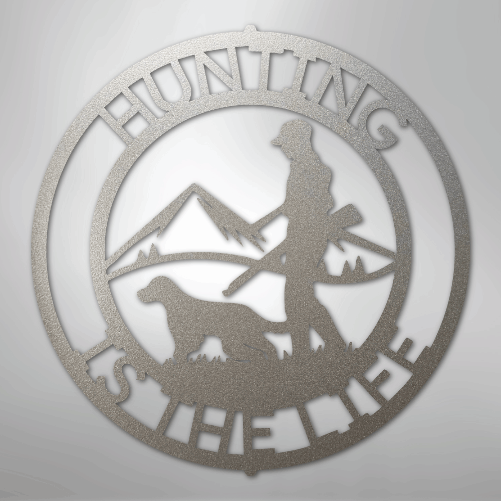 Custom Metal Wall Art - Personalized Deer Hunter Monogram Sign Silver