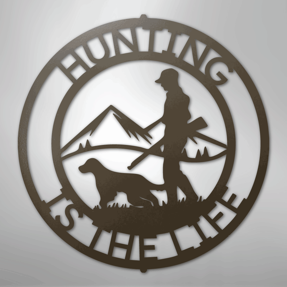 Custom Metal Wall Art - Personalized Deer Hunter Monogram Sign Stone