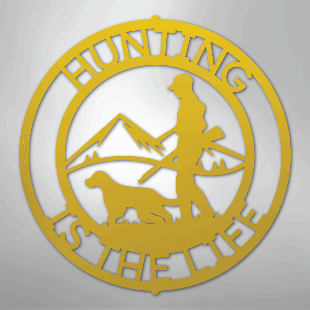 Custom Metal Wall Art - Personalized Deer Hunter Monogram Sign Yellow