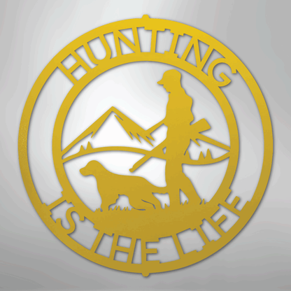 Custom Metal Wall Art - Personalized Deer Hunter Monogram Sign Yellow