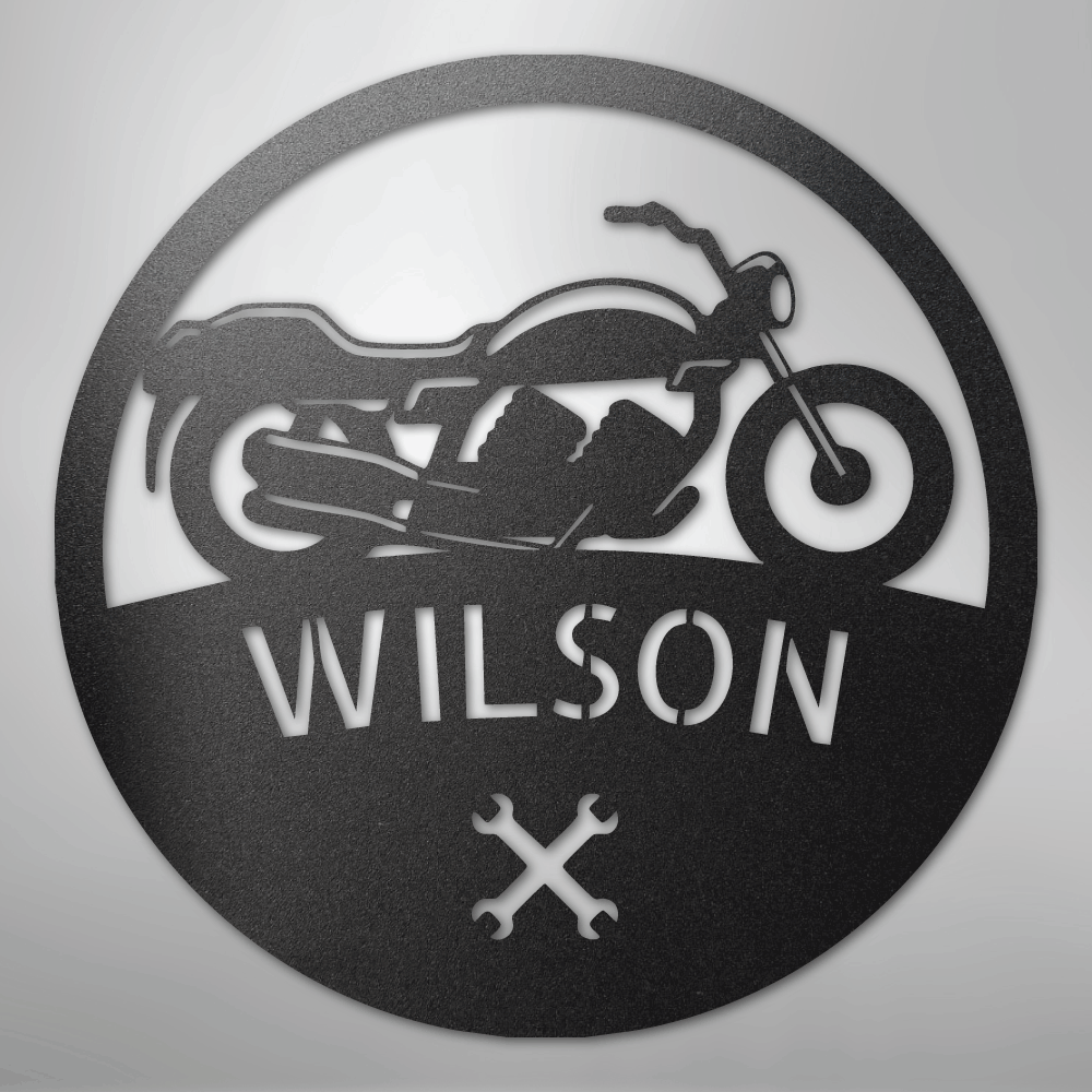 Custom Metal Wall Art - Personalized Biker Monogram Sign
