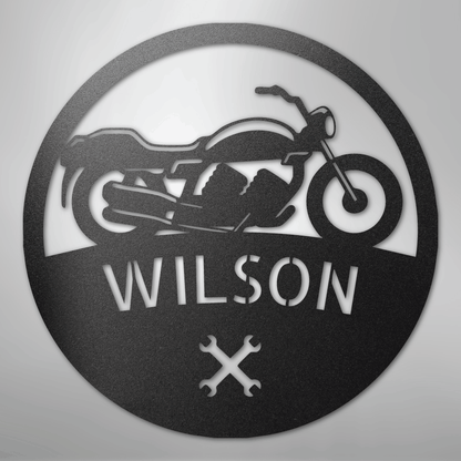 Custom Metal Wall Art - Personalized Biker Monogram Sign