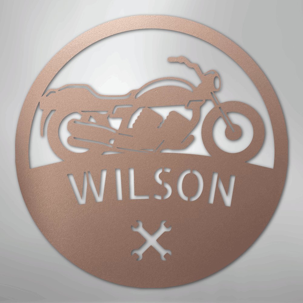 Custom Metal Wall Art - Personalized Biker Monogram Sign Rose