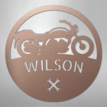 Custom Metal Wall Art - Personalized Biker Monogram Sign Rose
