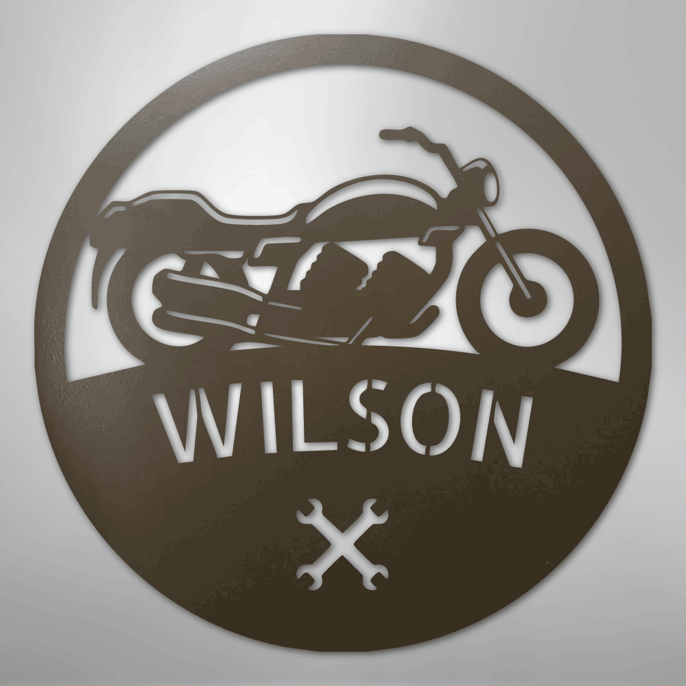 Custom Metal Wall Art - Personalized Biker Monogram Sign Stone