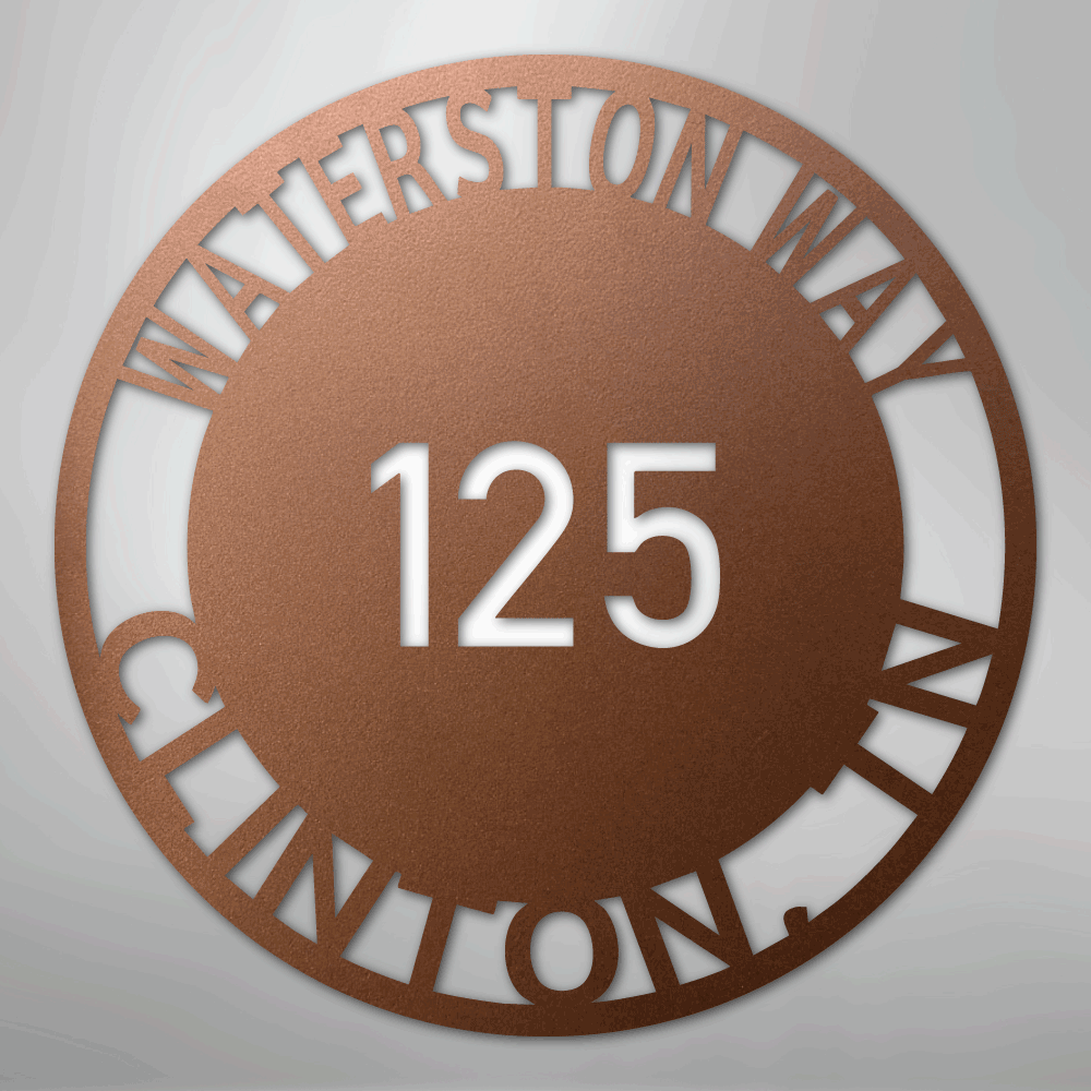Custom Metal Sign - Personalized Circle Address Plaque Copper