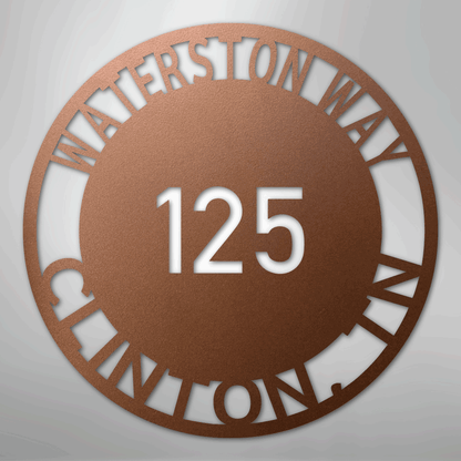Custom Metal Sign - Personalized Circle Address Plaque Copper
