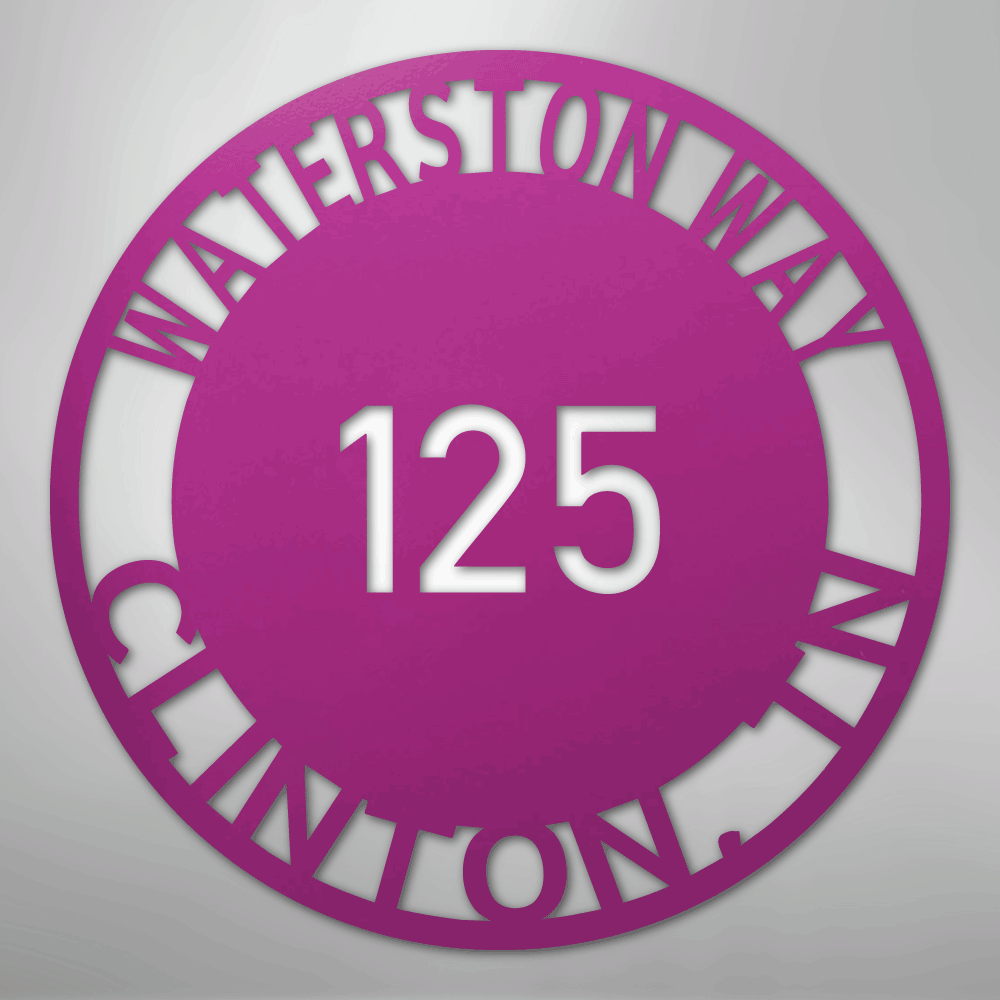 Custom Metal Sign - Personalized Circle Address Plaque Purple