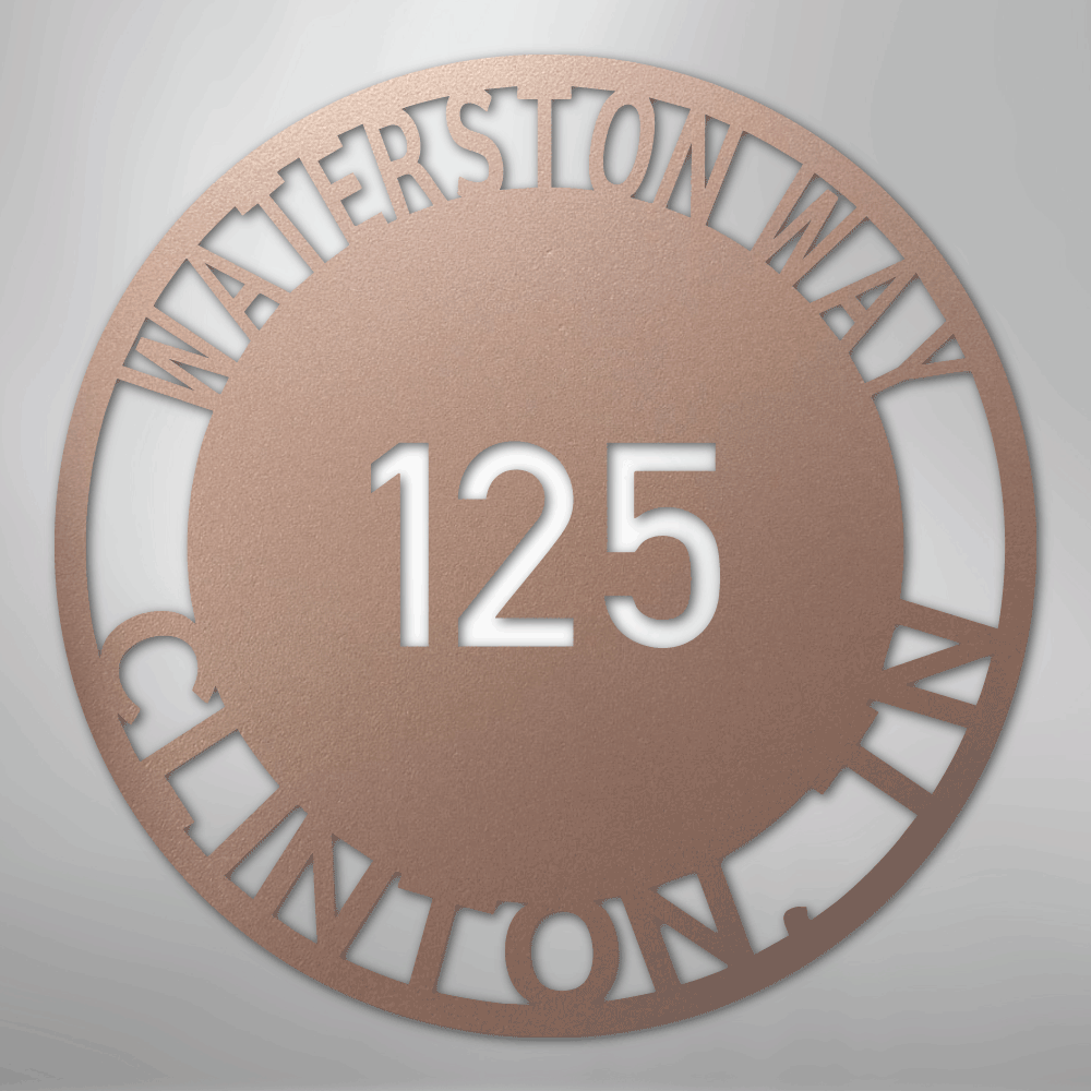 Custom Metal Sign - Personalized Circle Address Plaque Rose