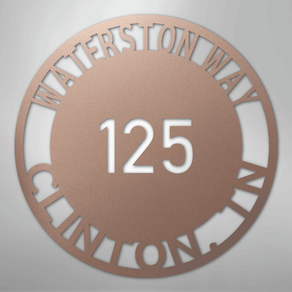 Custom Metal Sign - Personalized Circle Address Plaque Rose
