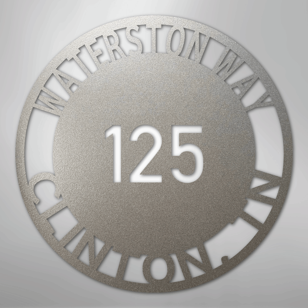Custom Metal Sign - Personalized Circle Address Plaque Silver