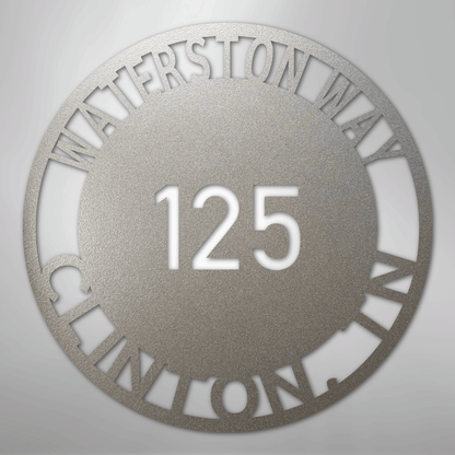 Custom Metal Sign - Personalized Circle Address Plaque Silver