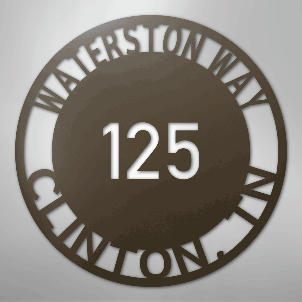 Custom Metal Sign - Personalized Circle Address Plaque Stone