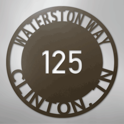 Custom Metal Sign - Personalized Circle Address Plaque Stone