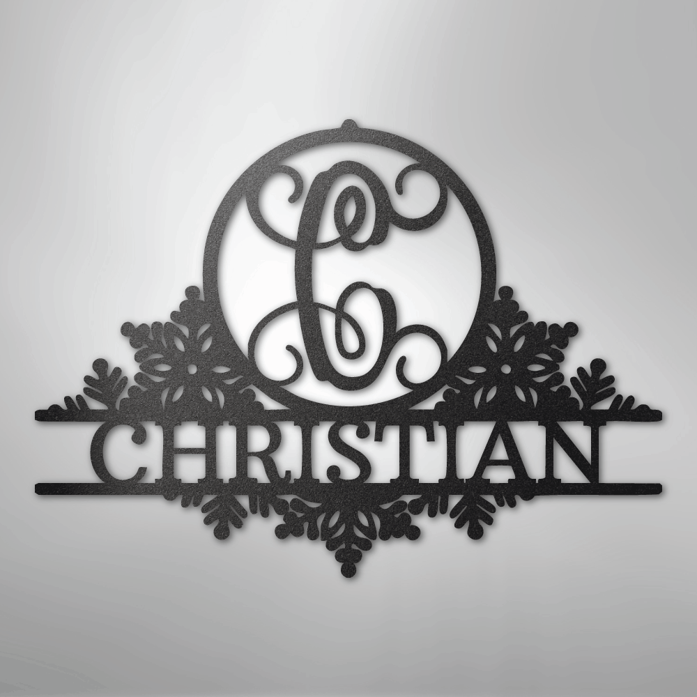 Custom Metal Wall Art - Personalized Winter Sign Black