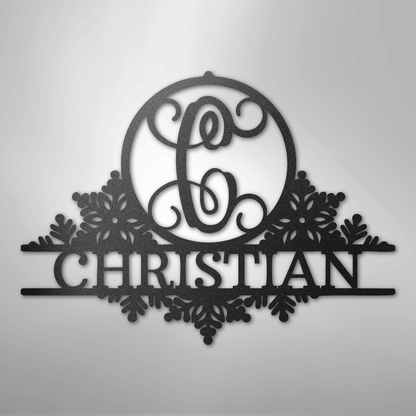 Custom Metal Wall Art - Personalized Winter Sign Black