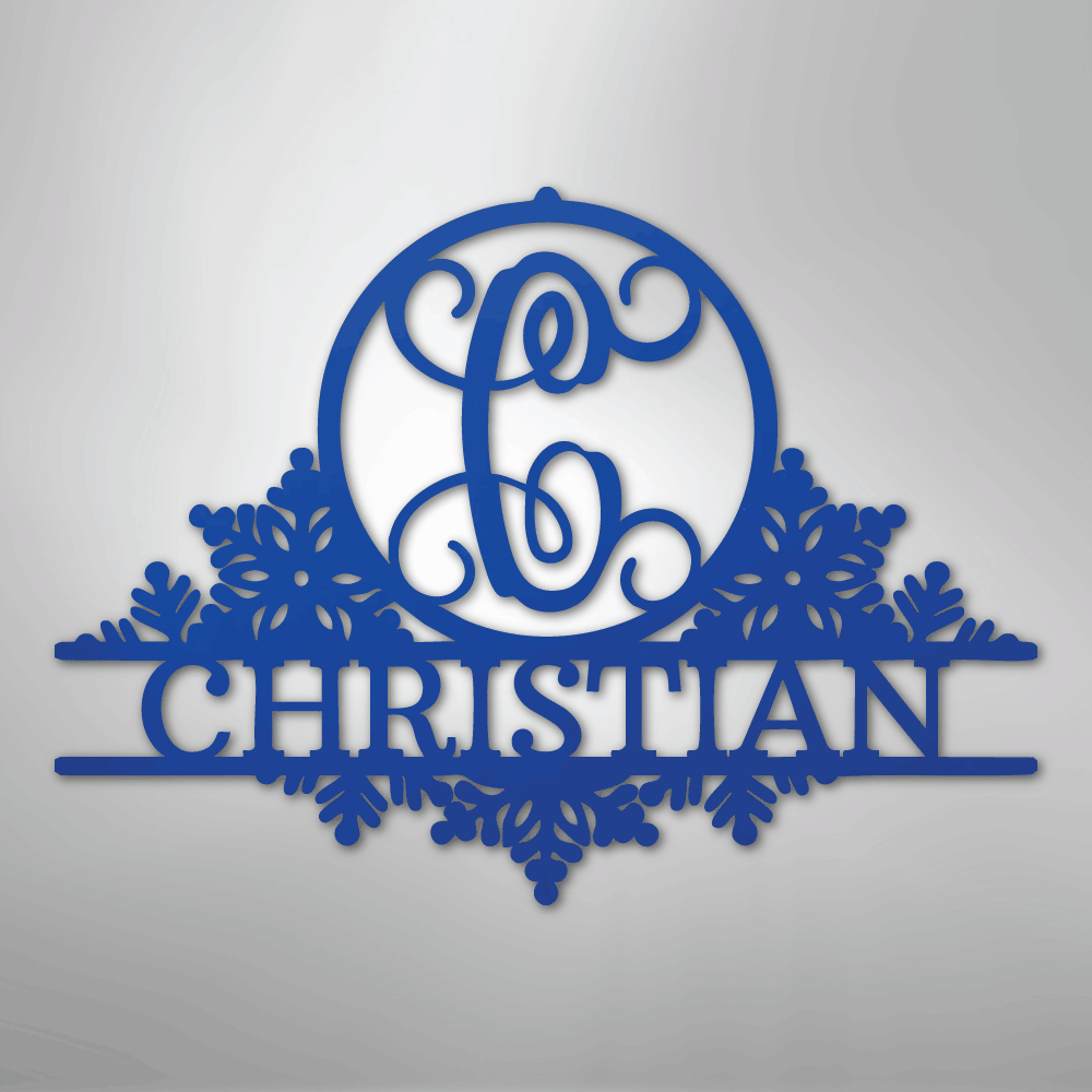 Custom Metal Wall Art - Personalized Winter Sign Blue