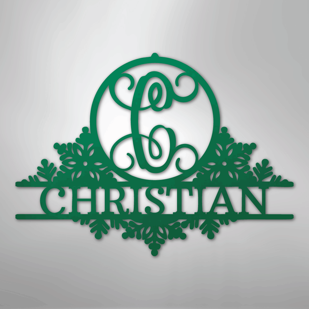 Custom Metal Wall Art - Personalized Winter Sign Green