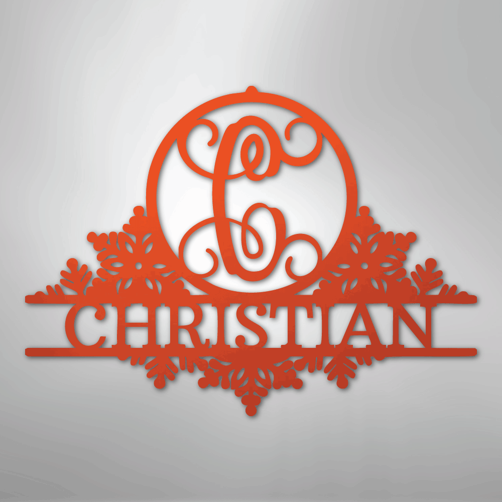 Custom Metal Wall Art - Personalized Winter Sign Orange