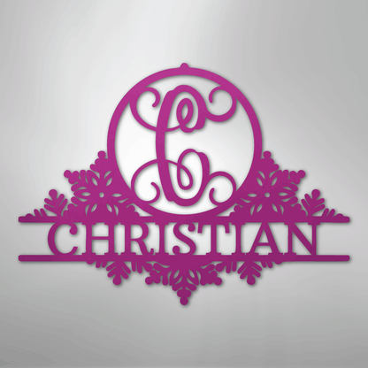 Custom Metal Wall Art - Personalized Winter Sign Purple