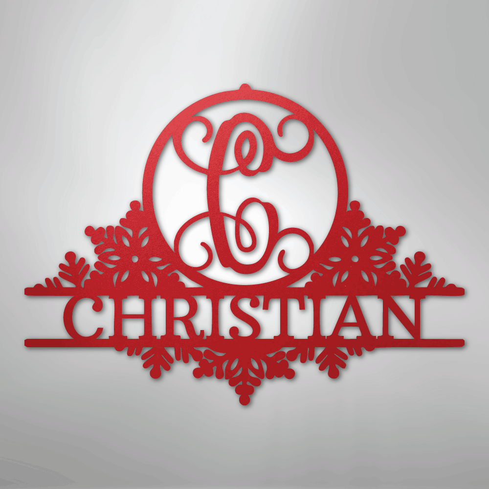 Custom Metal Wall Art - Personalized Winter Sign Red