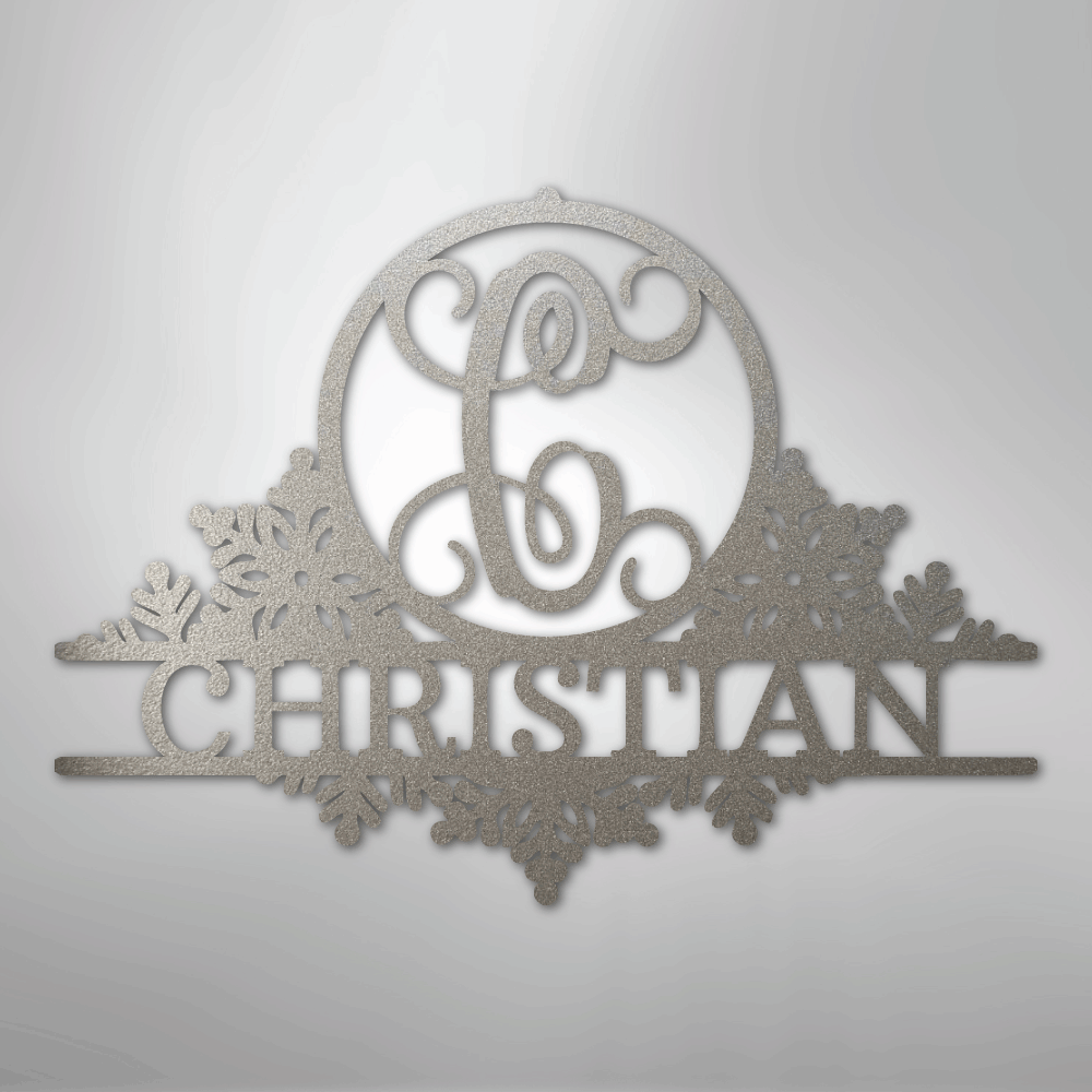 Custom Metal Wall Art - Personalized Winter Sign Silver