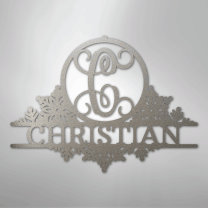 Custom Metal Wall Art - Personalized Winter Sign Silver