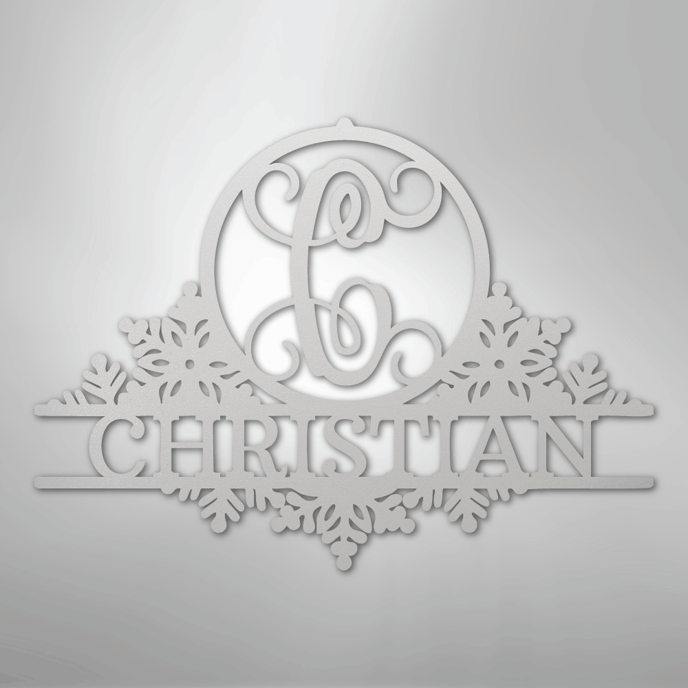 Custom Metal Wall Art - Personalized Winter Sign White