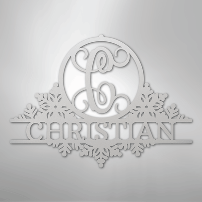Custom Metal Wall Art - Personalized Winter Sign White