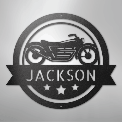 Custom Metal Wall Art - Personalized Motorcycle Name Monogram Sign