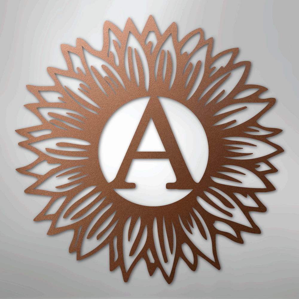 Custom Metal Wall Art - Personalized Sunflower Sign Copper