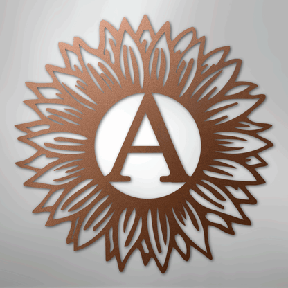 Custom Metal Wall Art - Personalized Sunflower Sign Copper
