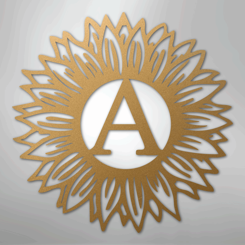 Custom Metal Wall Art - Personalized Sunflower Sign Gold