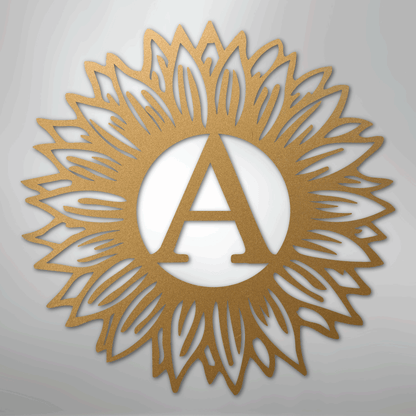 Custom Metal Wall Art - Personalized Sunflower Sign Gold