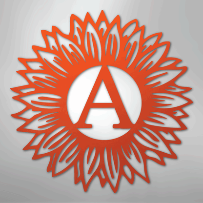 Custom Metal Wall Art - Personalized Sunflower Sign Orange