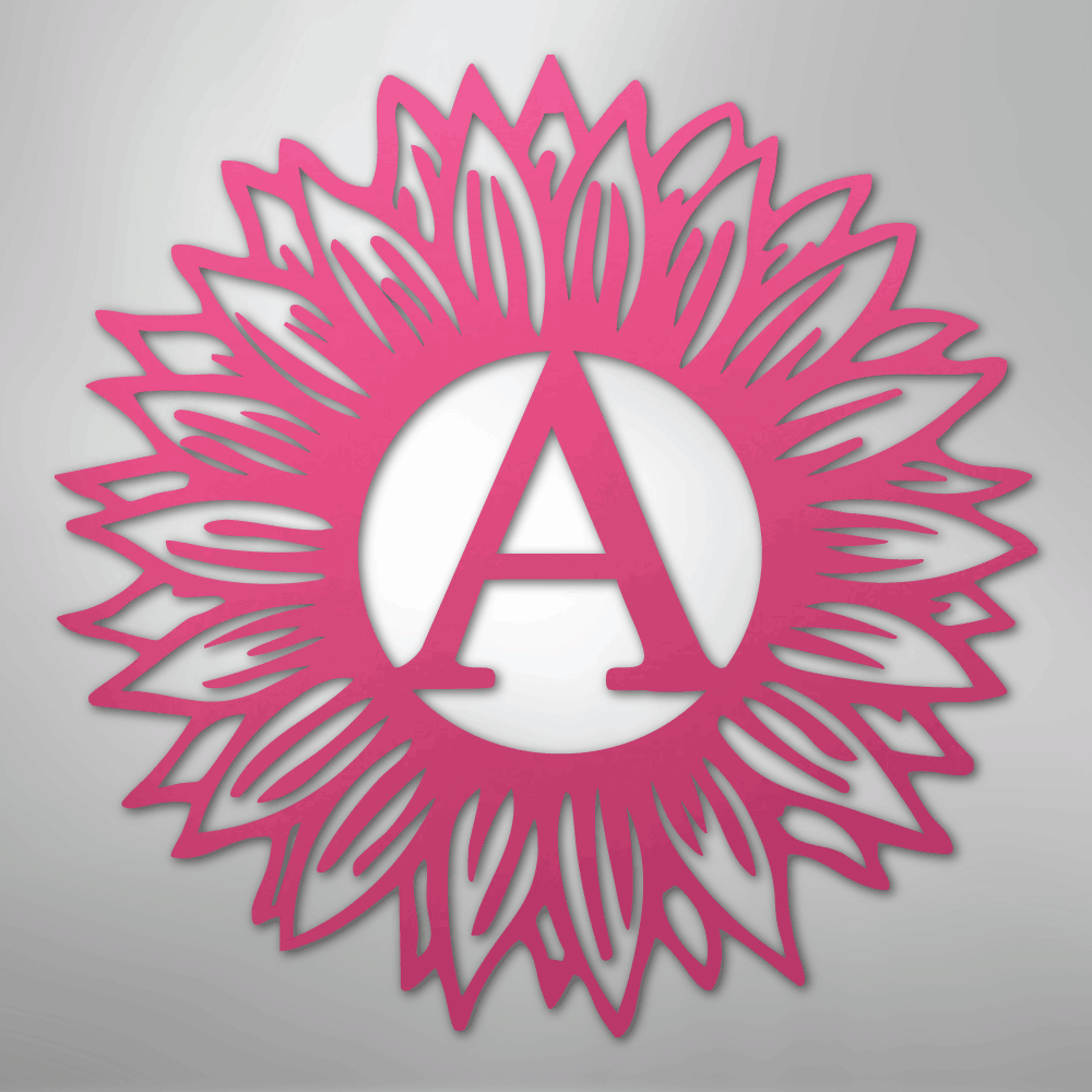 Custom Metal Wall Art - Personalized Sunflower Sign Pink