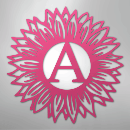 Custom Metal Wall Art - Personalized Sunflower Sign Pink