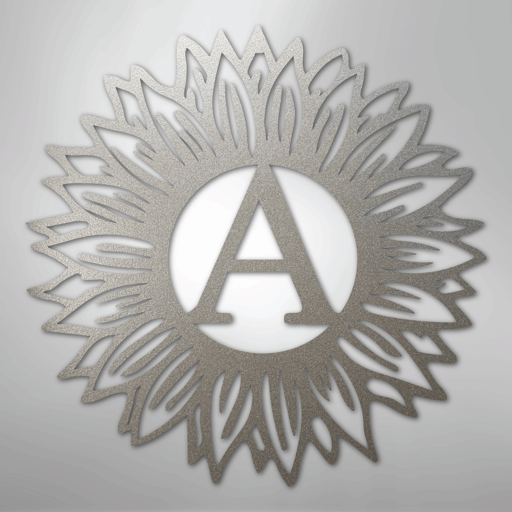 Custom Metal Wall Art - Personalized Sunflower Sign Silver