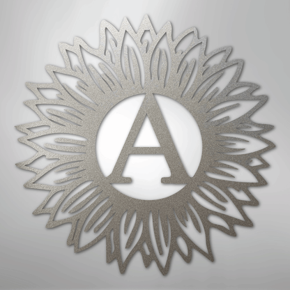 Custom Metal Wall Art - Personalized Sunflower Sign Silver