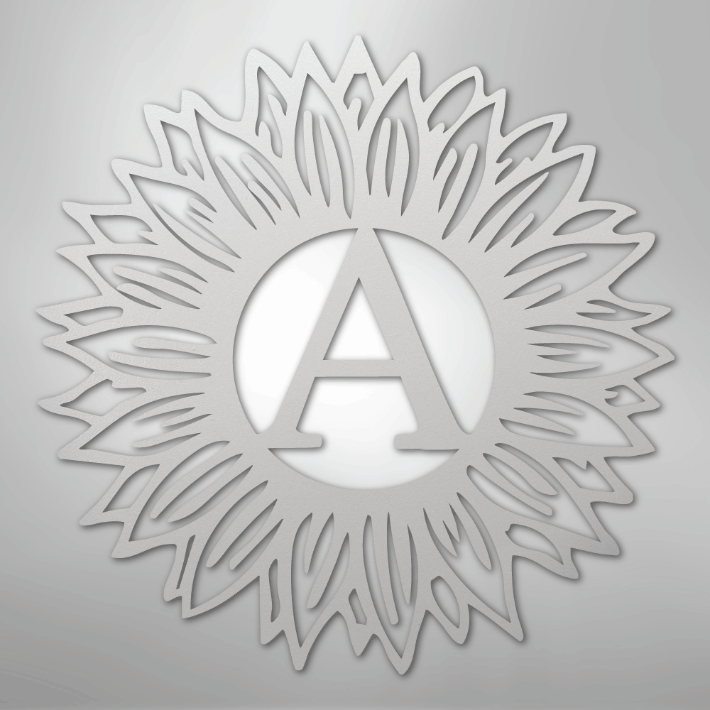 Custom Metal Wall Art - Personalized Sunflower Sign White