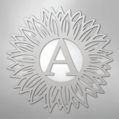 Custom Metal Wall Art - Personalized Sunflower Sign White